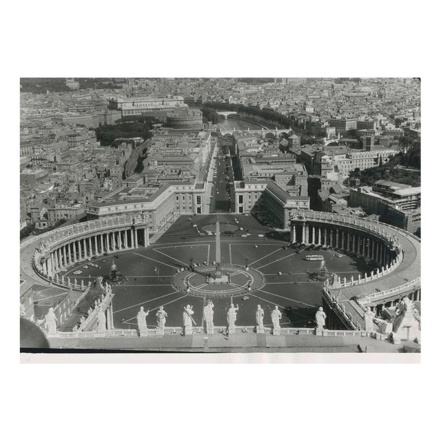 St. Peters Square Rome, Italy, 1950s, Black & White Photograph For Sale