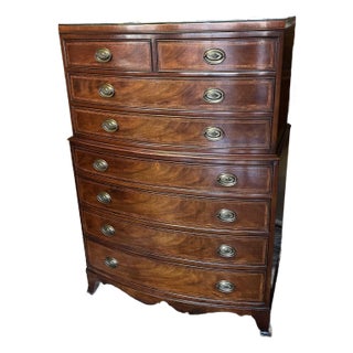 Mahogany Bowfront Chest on Chest For Sale