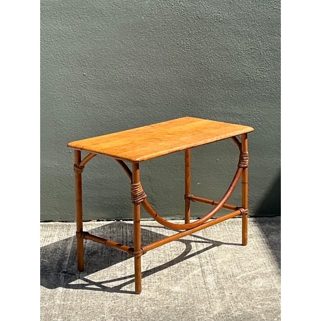 Vintage MCM Heywood Wakefield Wide Table For Sale In West Palm - Image 6 of 12