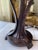 Vintage Art Deco Style Table Lamp, Ornate Dark Bronze Metal Base, Amber Glass Dome Shade, 24” Tall For Sale - Image 11 of 12