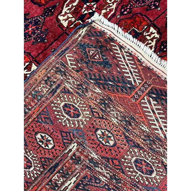 Vintage Afghan Turkmen Bokhara Wool Rug 5’3” X 7’11” For Sale In Washington DC - Image 6 of 6