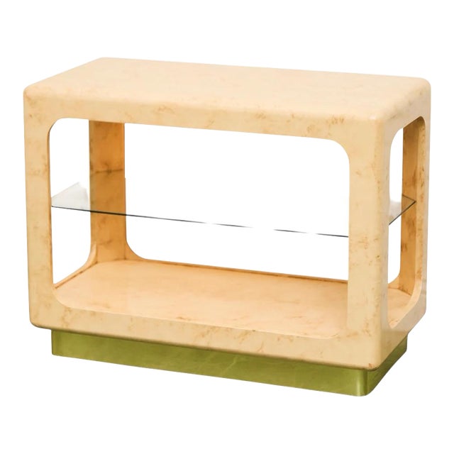 Tessellated Stone and Brass Inlay Etagere Bar For Sale