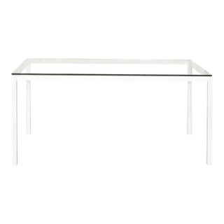Parsons Dining Table or Desk With Beveled Edge Glass Top From Room & Board For Sale