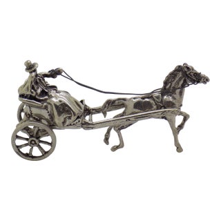 Vintage Italian Handmade Genuine Sterling Silver 925 Romantic Carriage Figurine For Sale