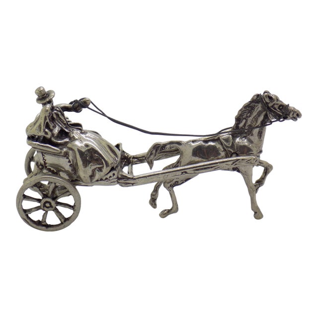 Vintage Italian Handmade Genuine Sterling Silver 925 Romantic Carriage Figurine For Sale