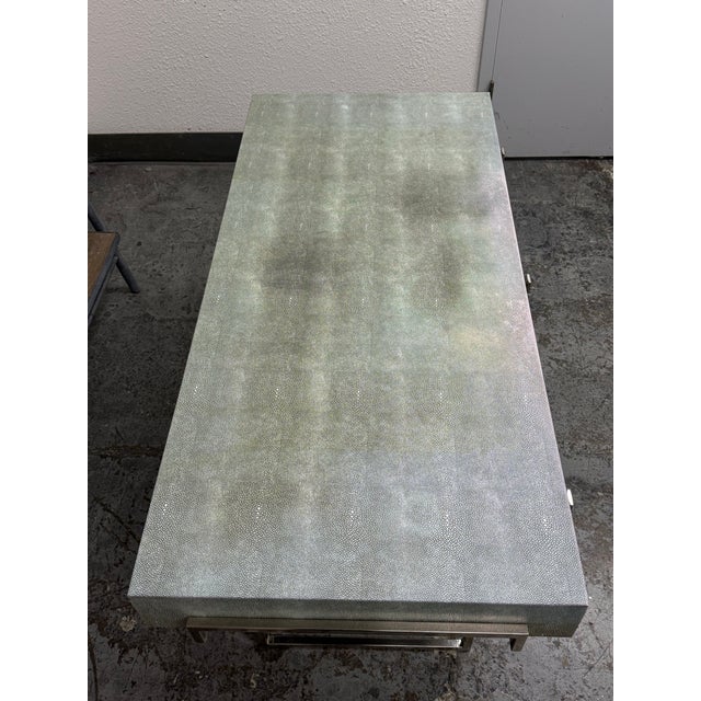 Hettler Tullmann for Cb2 Avalon Faux Shagreen Desk For Sale In San Francisco - Image 6 of 12