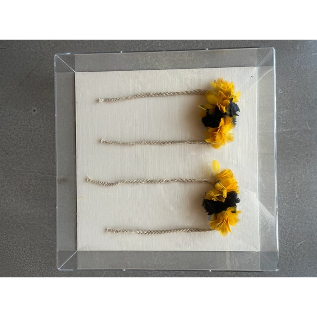 Vintage Mid-Century Urubu-Ka’apor Feather Armbands in Museum Acrylic Case For Sale - Image 4 of 12