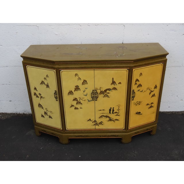 Hollywood Regency Chinoiserie Painted Buffet Sideboard Storage Cabinet 6624 For Sale - Image 13 of 18
