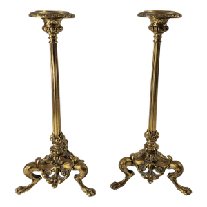 Early 20th Century Pair of French Art Nouveau Bronze Candlesticks by Victor Paillard Paris