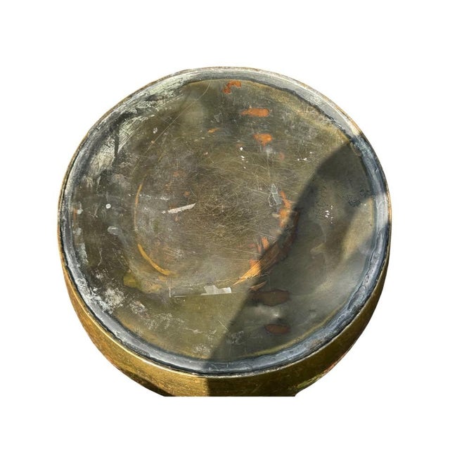 Brass Early 20th Century Large Turn-of-the-Century Brass Jardinière Cachepot With Lion Ring Handles and Repoussé Rose Banding For Sale - Image 8 of 8