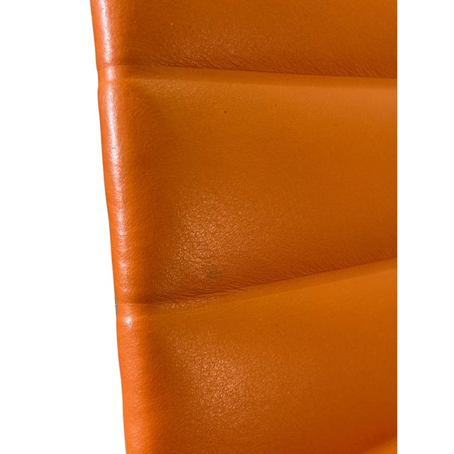 Herman Miller for Eames Executive Height Aluminum Group Chair in Orange Leather For Sale In New York - Image 6 of 7