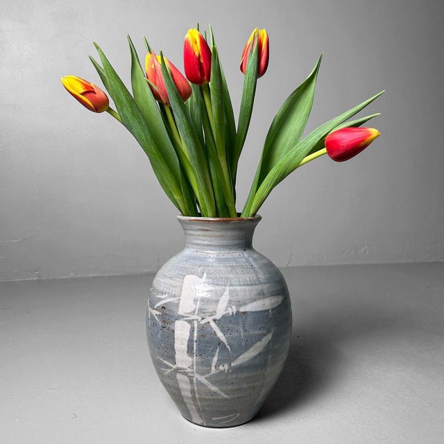 Blue Vintage Mino Ware Bamboo Vase from Kikyoya Kiln, 1960s For Sale - Image 8 of 16