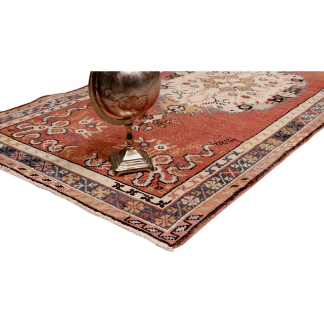Traditional Pasargad Home Vintage Anatolian Coral Wool Area Rug, 3' 0'' X 5' 9'' For Sale - Image 3 of 7