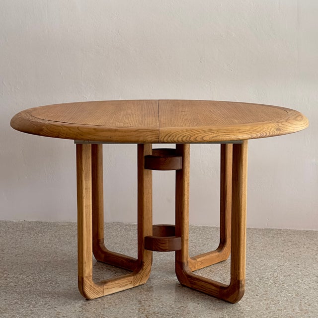 Mid-Century Modern Round Mid-Century Danish Style Warm Wood Dining Table For Sale - Image 3 of 14