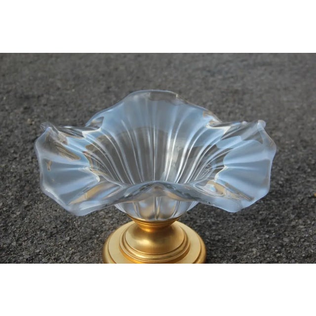 Metal Vintage Glass and Gold Brass Centerpiece For Sale - Image 7 of 12