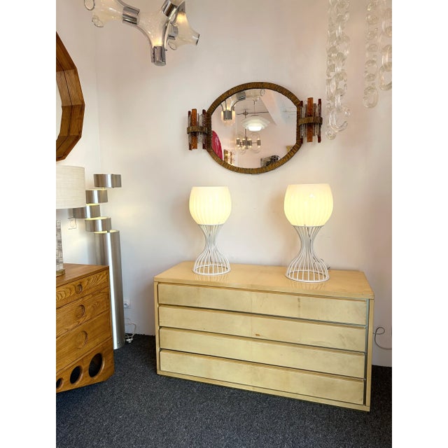 1990s Pair of Lamps Cup Murano Glass and White Metal by Vistosi, Italy, 1990s For Sale - Image 5 of 13