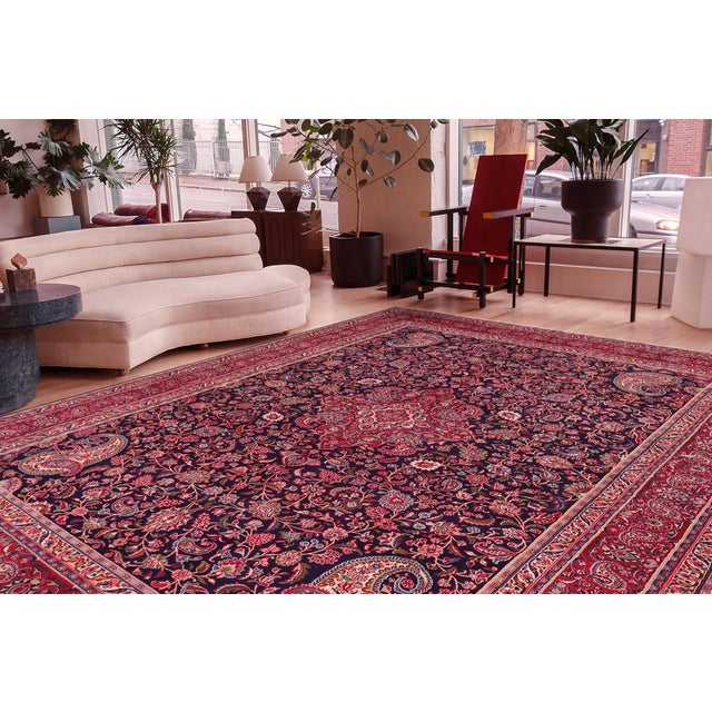 Blue 1960s Hand-Knotted Area Rug - Navy Blue and Red Paisley/Boteh Design For Sale - Image 8 of 8