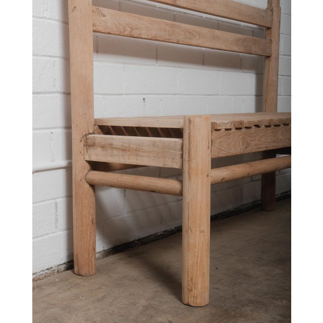 Rustic Rustic Lodge Style Solid Wood Slatted Bench With Log Frame and Natural Finish For Sale - Image 3 of 5