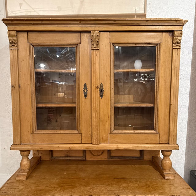 Antique European Pine Two-Piece Hutch Cabinet, Circa 1830 For Sale - Image 4 of 12