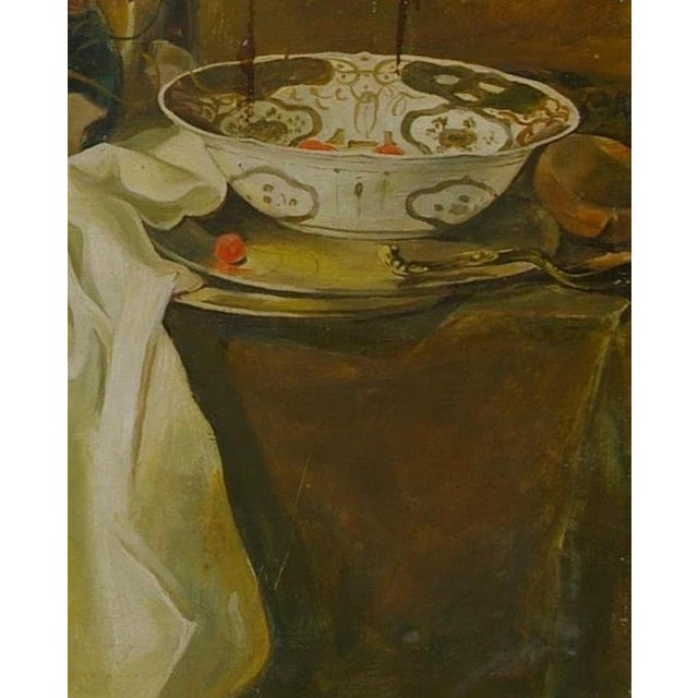 Still Life With Food Antique Oil Painting Original Soviet Art Ukrainian Artist Unknown 100-80 For Sale - Image 6 of 6