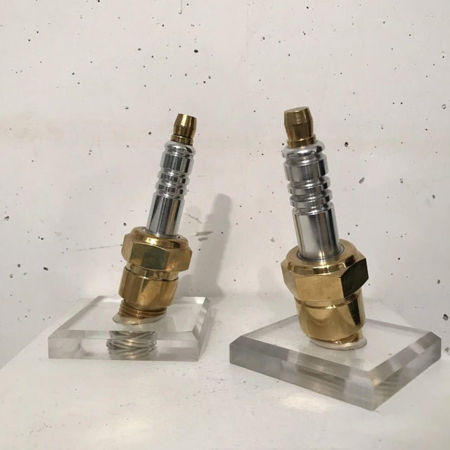 Plastic Steel & Acrylic Glass Bookends, 1970, Set of 2 For Sale - Image 7 of 7