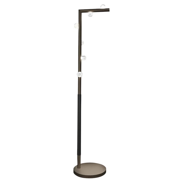 Demetra Floor Lamp in Brushed Burnished Metal by Alabastro Italiano For Sale