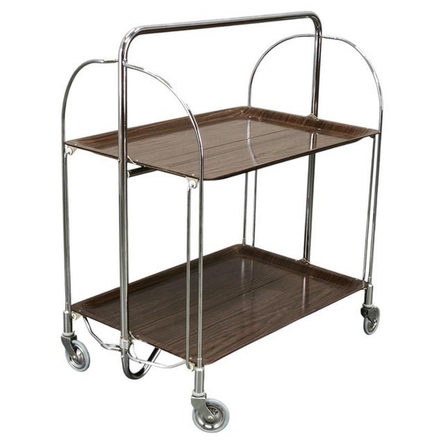 Mid-Century German Folding Chrome Serving Bar Cart, 1960s For Sale - Image 10 of 10