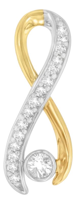 10K Two-Tone Gold 1/5 cttw Diamond Radiant Ribbon Pendant Necklace (H-I, I1-I2)