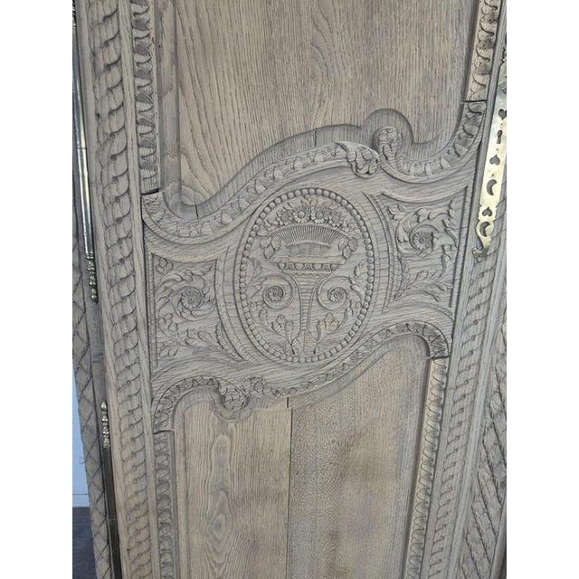 Cream Norman Wedding Armoire in Stripped Oak with Dove-Adorned Pediment For Sale - Image 8 of 12