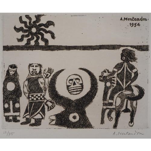 Aimé Montandon, Festival of the Sun, Etching For Sale - Image 9 of 9
