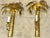 Pair Jansen Style French Gilt Tôle Palm Tree Two-Light Wall Sconces, Circa 1960s France, mid-20th century 32 in. H × 16...