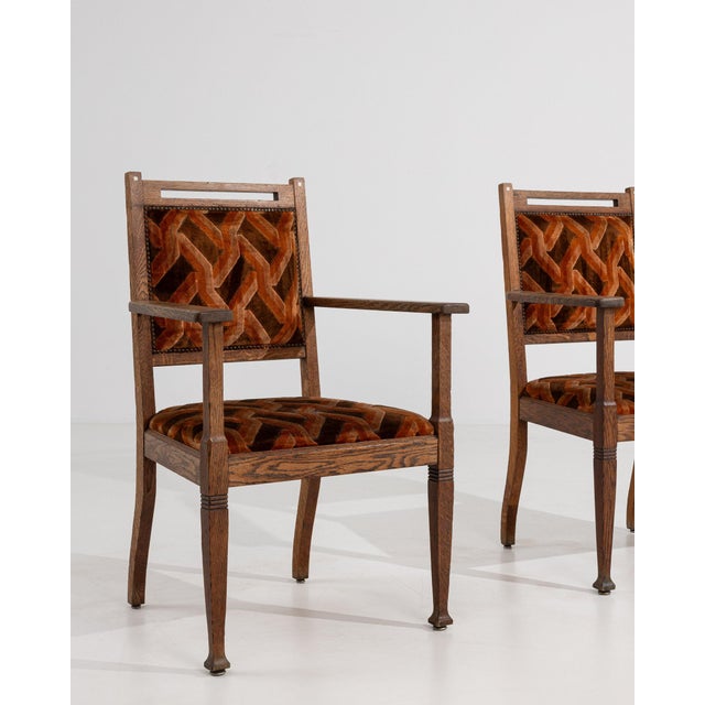 19th Century 19th Century France Art Deco Burnt Orange Wood Armchair For Sale - Image 5 of 10