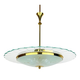 Vintage Disk Chandelier attributed to Pietro Chiesa for Fontana Arte, Italy, 1940s For Sale