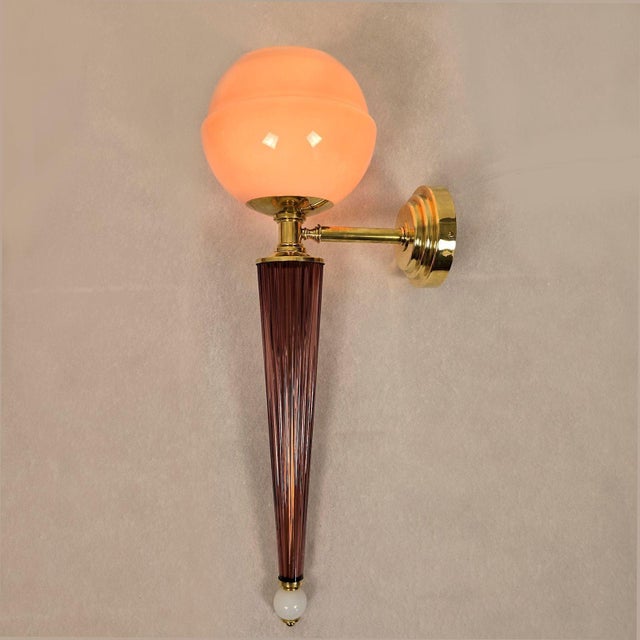 1990s Mid Century Modern, Purple Murano Glass Sconces For Sale - Image 4 of 13