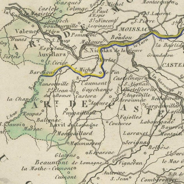 Antique Map of Tarn-Et-Garonne, Montauban and Castelsarrasin, 1860 For Sale - Image 6 of 12