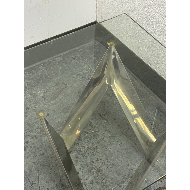 Metal Calvin Chrome + Glass Side Tables, Pair For Sale - Image 7 of 12