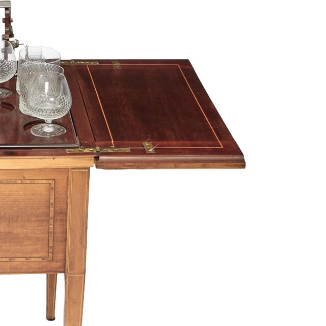 Wood English Walnut and Mahogany Drinks Cabinet With Fitted Tantalus Bar, Circa 1920 For Sale - Image 7 of 10