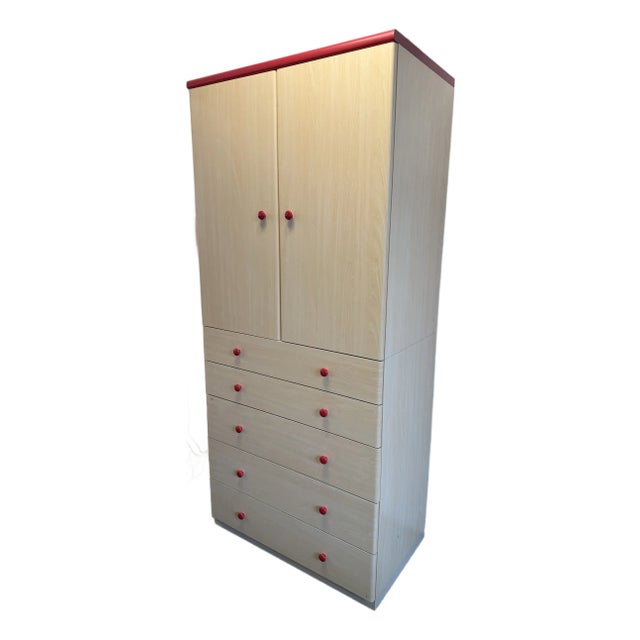 Maple Wood With Red Accents Dressing Armoire For Sale