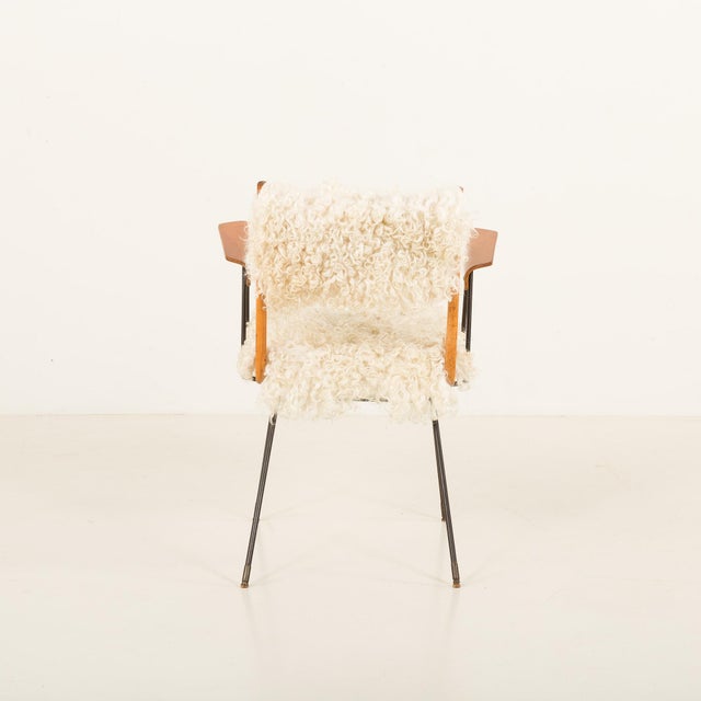 Vintage Italian Boomerang Chair in Long Hair Sheepskin, 1950s For Sale - Image 6 of 15