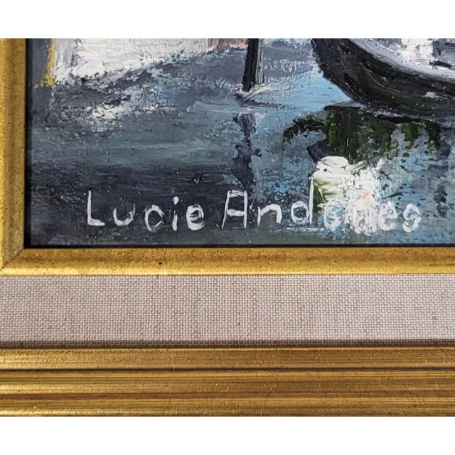 Vintage 20th C Framed Impressionistic Venetian Canal Scene Oil Painting For Sale - Image 9 of 15