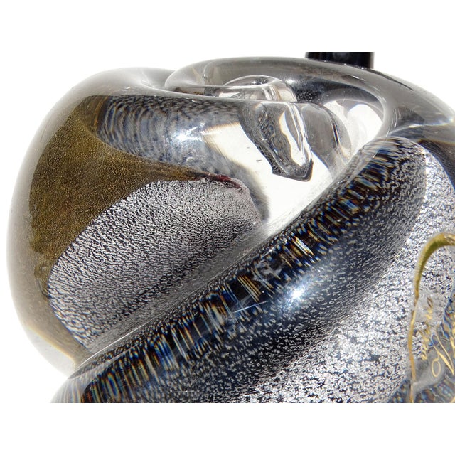 Murano Vetreria Venier Label Gold Silver Flecks Black Italian Art Glass Snail Paperweight Figurine For Sale - Image 9 of 10