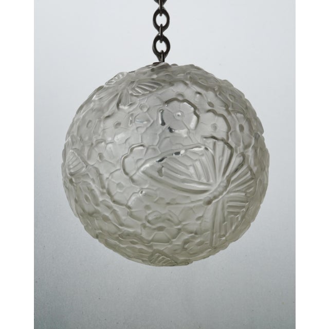 Silver French Art Deco Pendant Light 1930s by Hettier & Vincent For Sale - Image 8 of 9