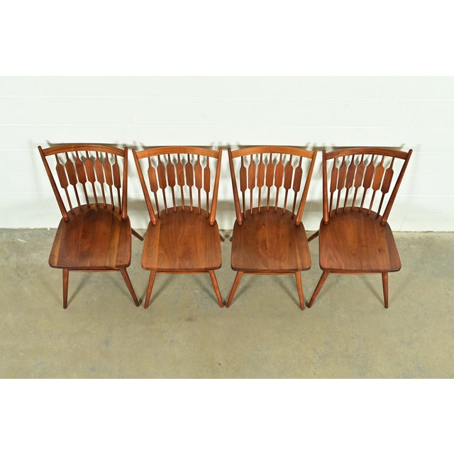 1960s Kipp Stewart for Drexel Declaration Sculpted Walnut Dining Chairs, Set of Four For Sale - Image 5 of 12