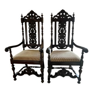 Mid 19th Century Pair of Restoration Style Arm Chairs For Sale