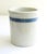 Pair of stoneware striped pottery utensil holders. Pitcher stamped makers mark Roseville U.S.A. Pitcher Dimensions: 3.5"D...