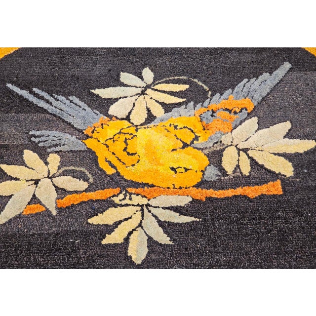 Vintage American Hand Hooked Rug, Bird on a Tree Branch Design, Folk Art Tapestry, 3x5 For Sale - Image 9 of 15