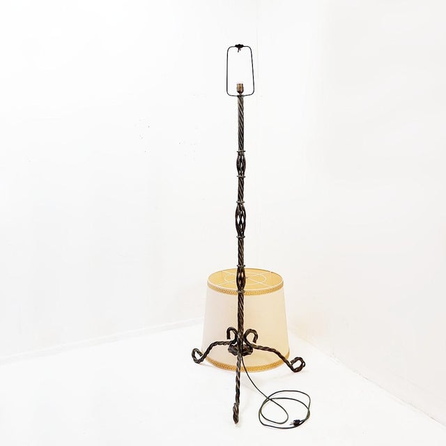 Vintage Brutalist Twisted Wrought Iron Floor Lamp, 1950s For Sale - Image 9 of 15
