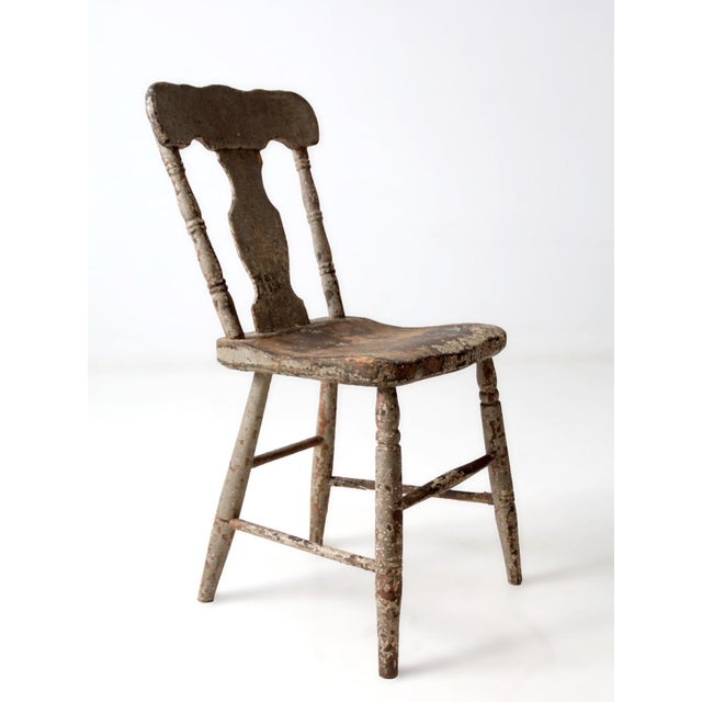 Antique Primitive Painted Farmhouse Side Chair For Sale - Image 14 of 16