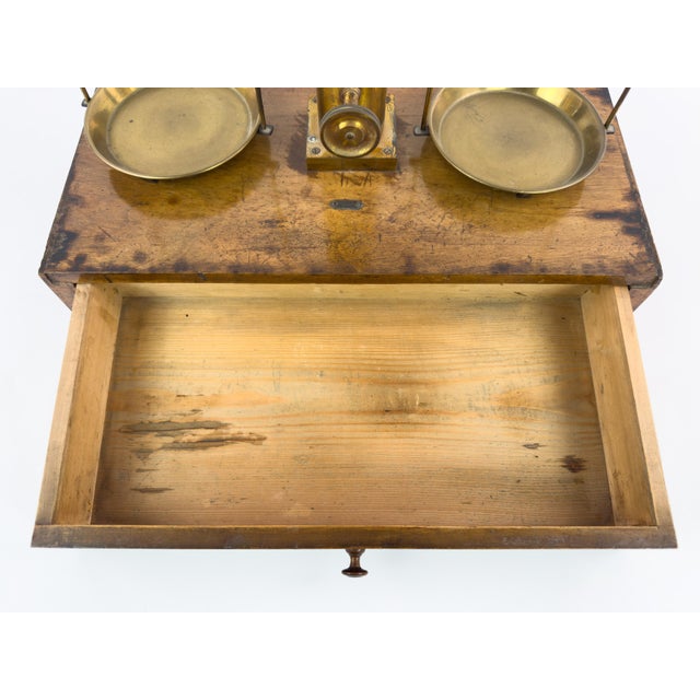 Antique Laboratory Precision Balance Scale, Brass & Wooden Base, Germany, Circa 1900 For Sale - Image 11 of 18