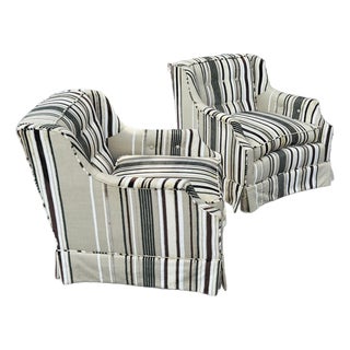 Vintage Pair of Club Chairs, Reupholstered For Sale